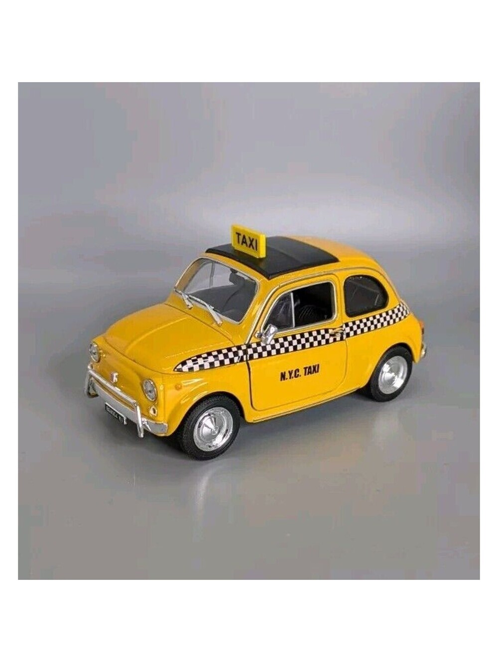 Welly Fiat Nuova 500 Metal New York City Taxi Cab Car 5" NYC Yellow